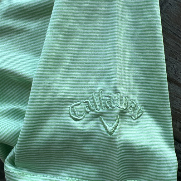 Callaway Golf Polo Shirt Mens Size Large Green White Stripe Dry Performance NWT - Picture 5 of 8